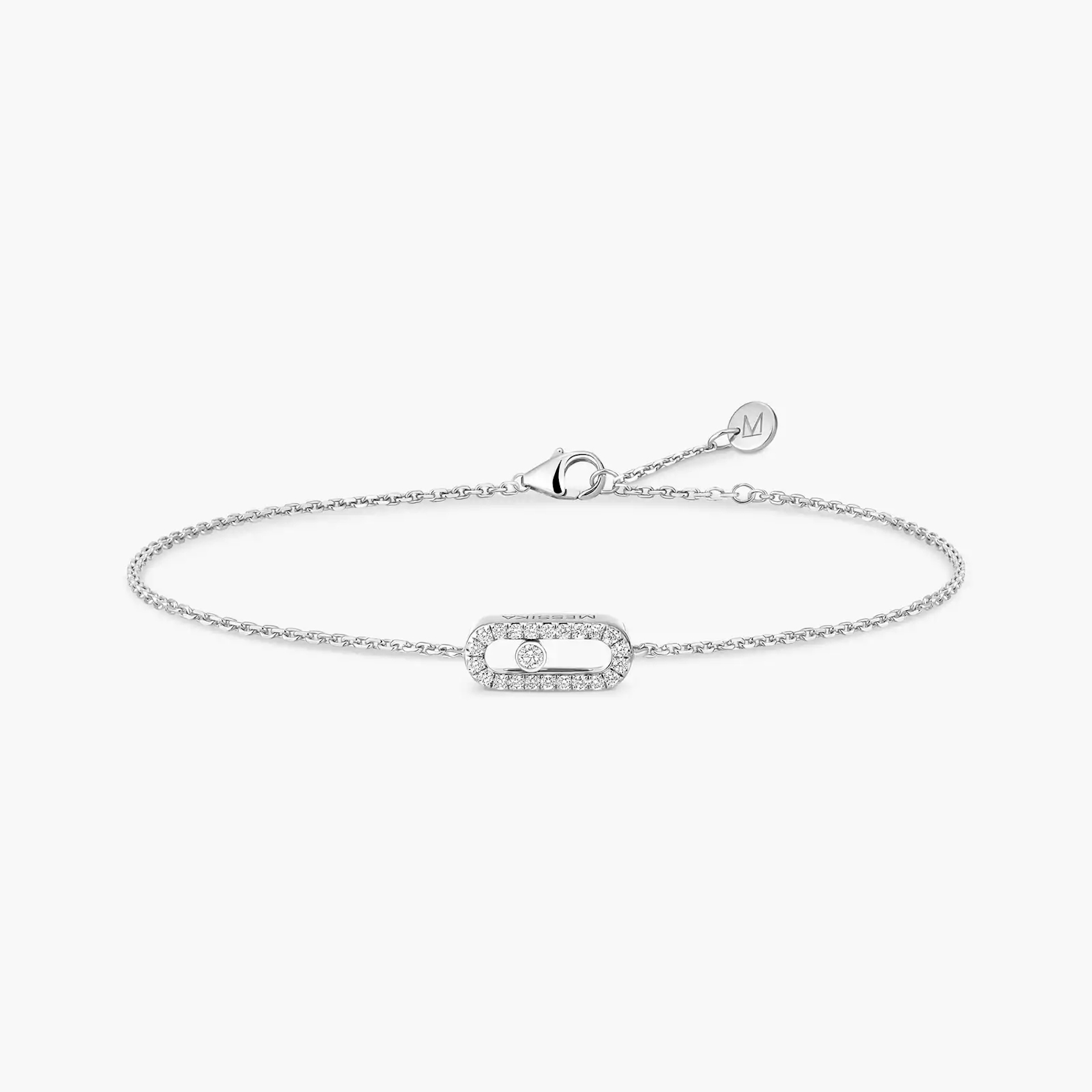 Vertical 18K White Gold Messika Care(s) Diamond Pave Bracelet