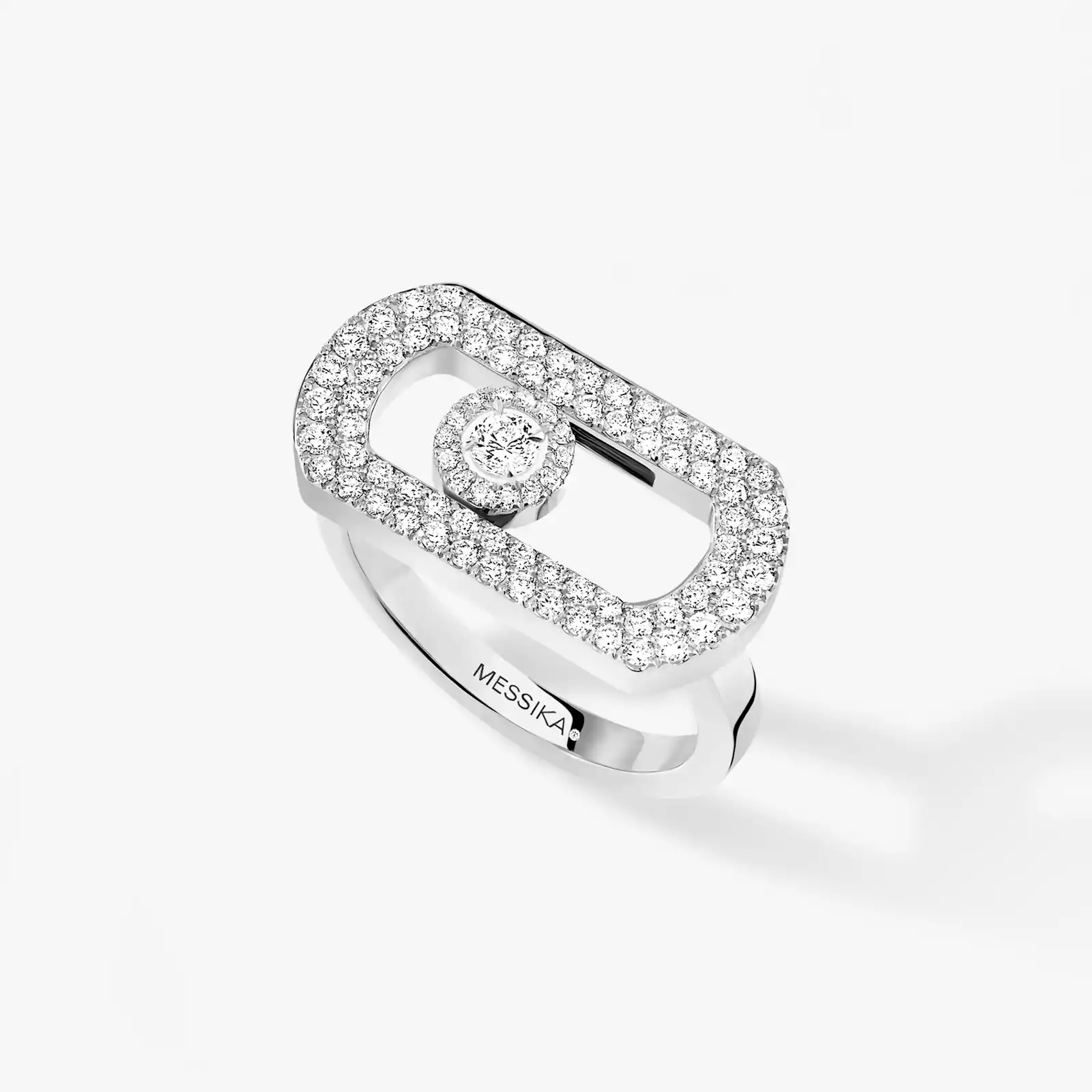 Vertical 18K White Gold So Move Diamond Pave Ring