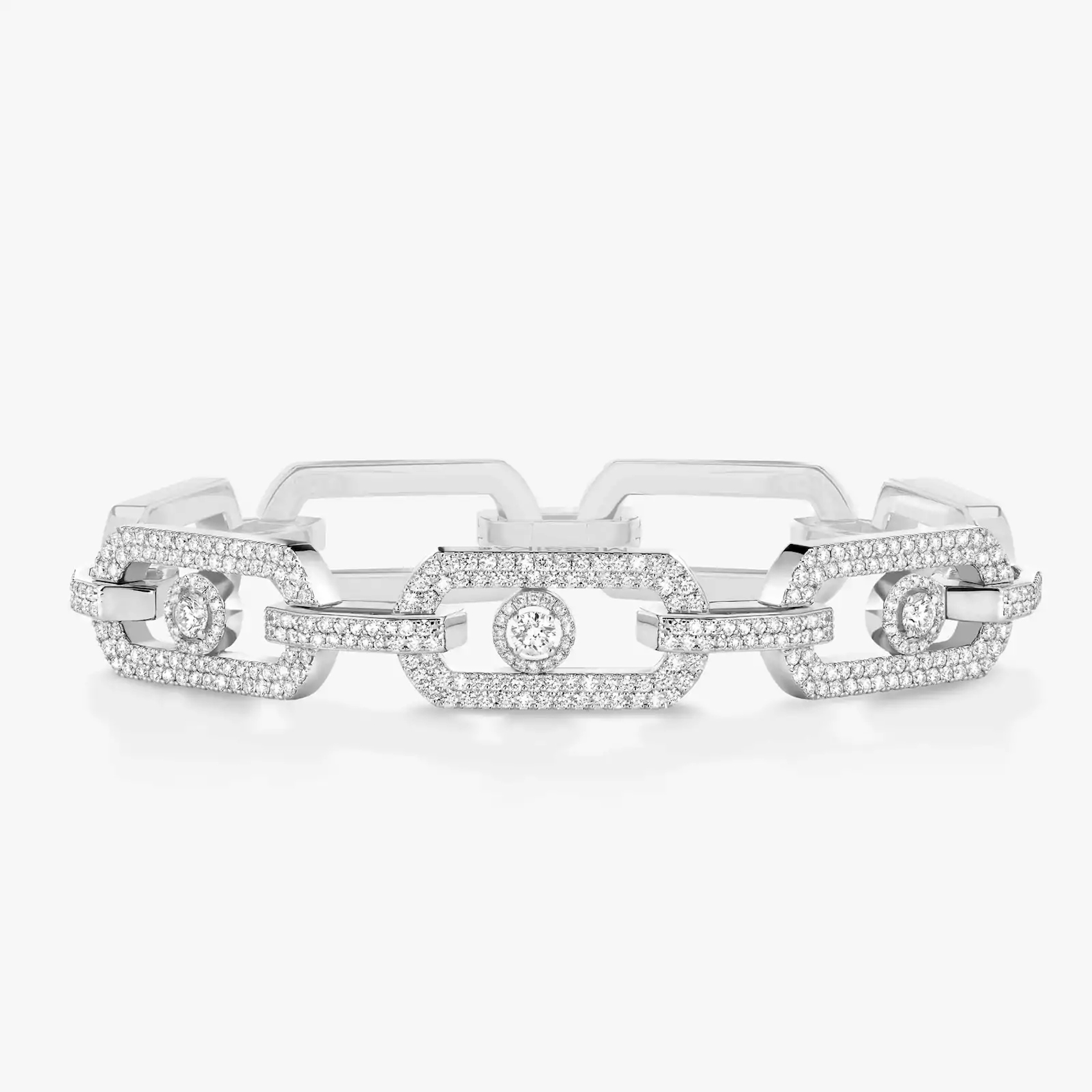 Vertical 18K White Gold So Move Diamond Pave XL Bracelet