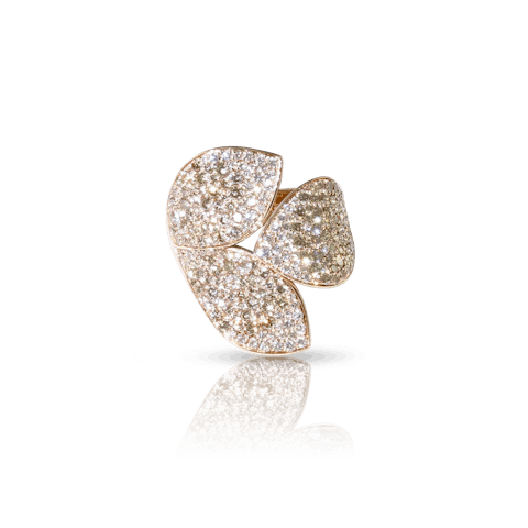Vertical 18K Rose Gold Giardini Segreti Diamond Petal Ring