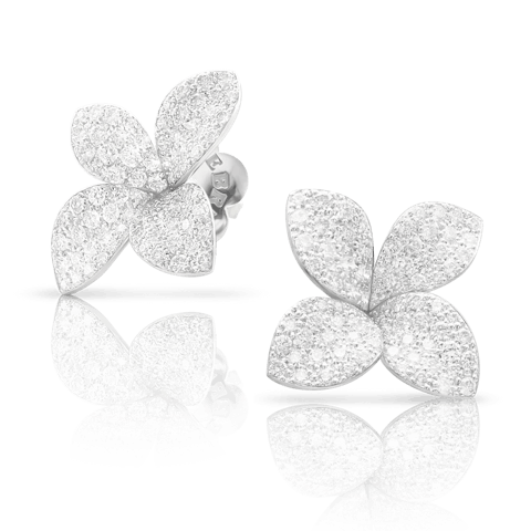 Vertical 18K White Gold Petit Garden Diamond Stud Earrings