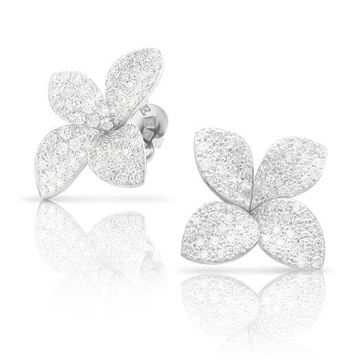 Vertical 18K White Gold Petit Garden Diamond Stud Earrings