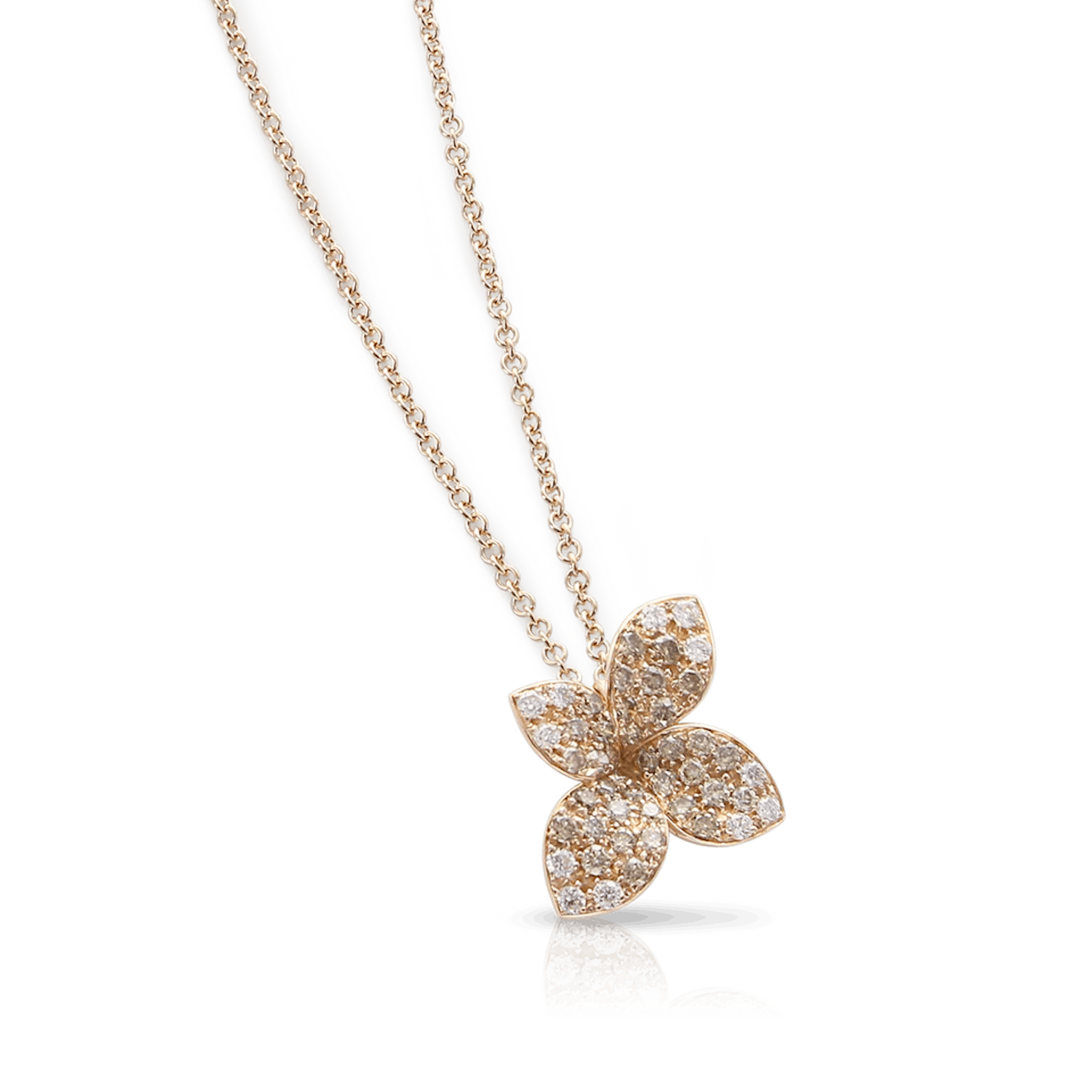 Vertical 18K Rose Gold Petit Garden White and Champagne Diamond Necklace