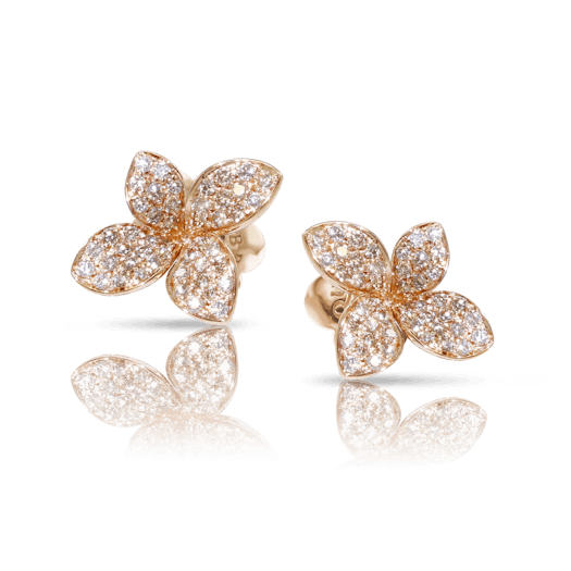 Vertical 18K Rose Gold Petit Joli White and Champagne Diamond Earrings