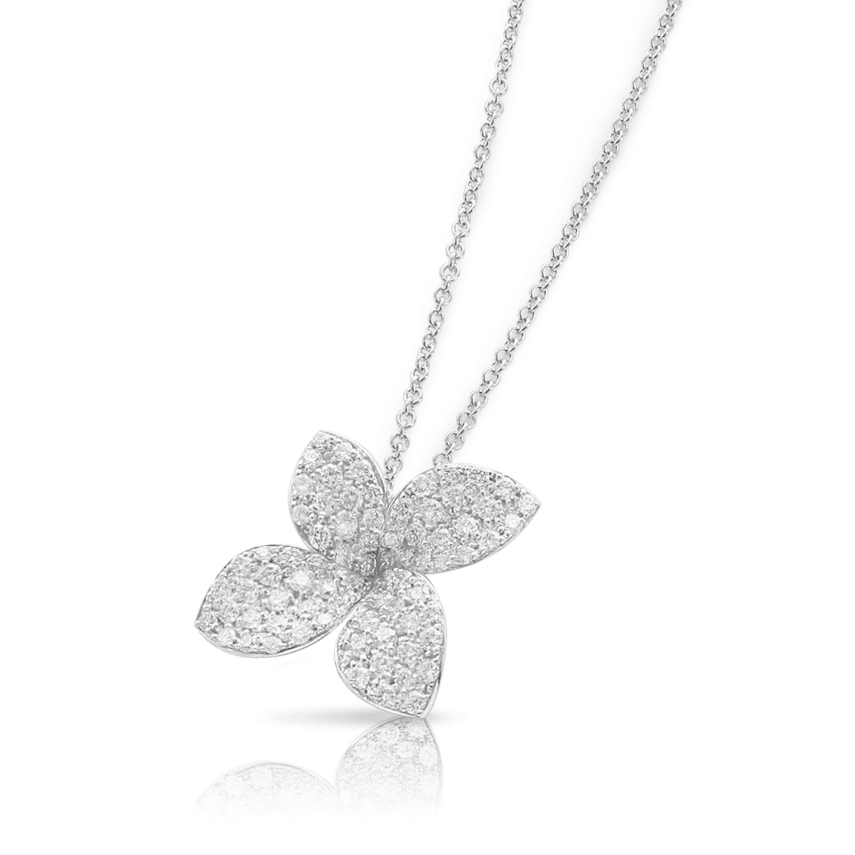 Vertical 18K White Gold Petit Garden Diamond Medium Necklace