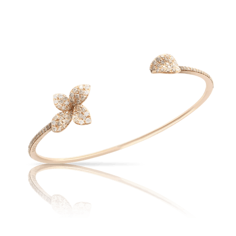 Vertical 18K Rose Gold Petit Garden White and Champagne Diamond Bangle Bracelet