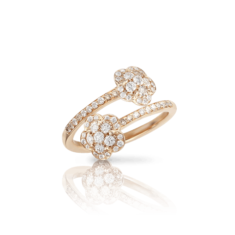 Vertical 18K Rose Gold Figla Dei Fiori White and Champagne Diamond Ring