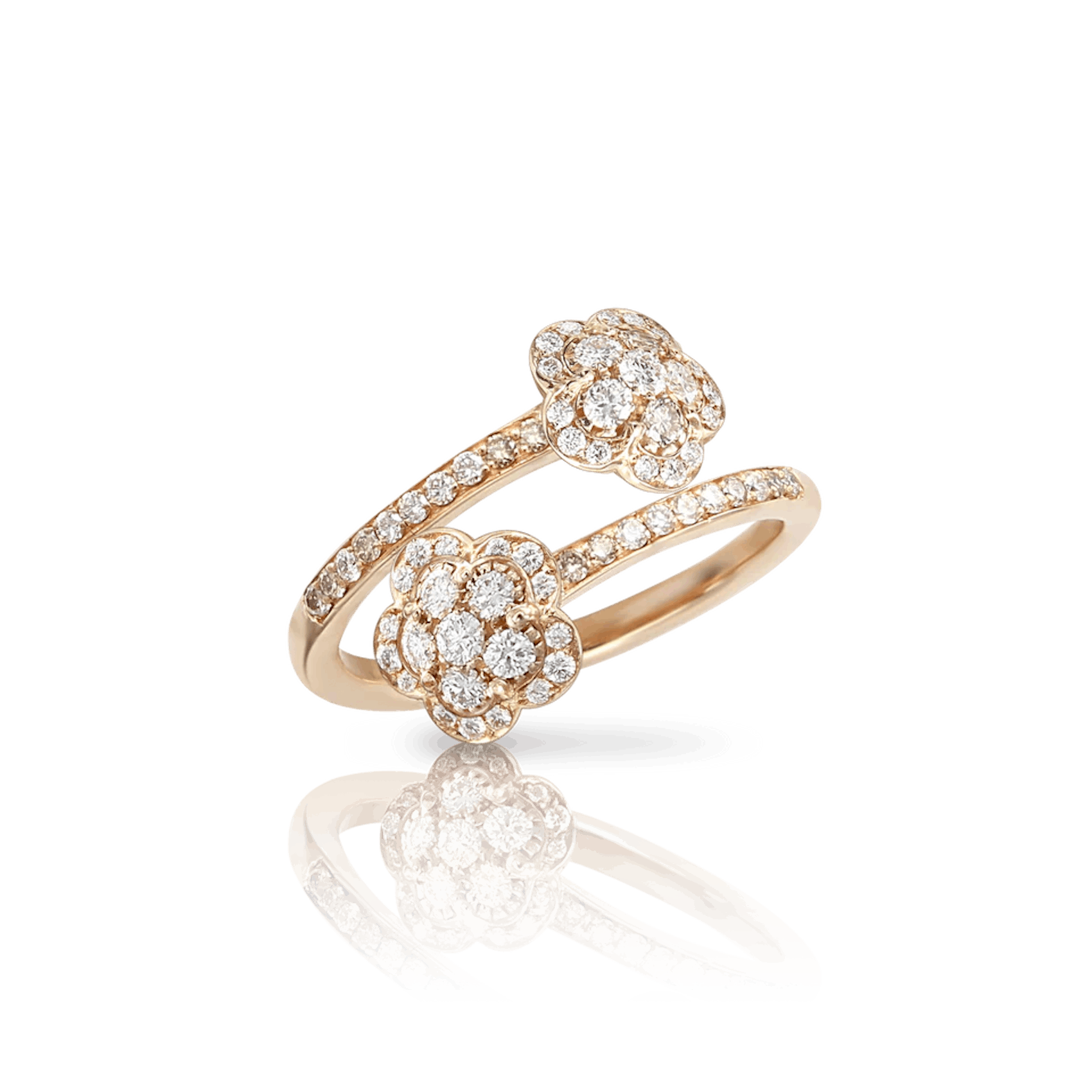 Vertical 18K Rose Gold Figla Dei Fiori White and Champagne Diamond Ring
