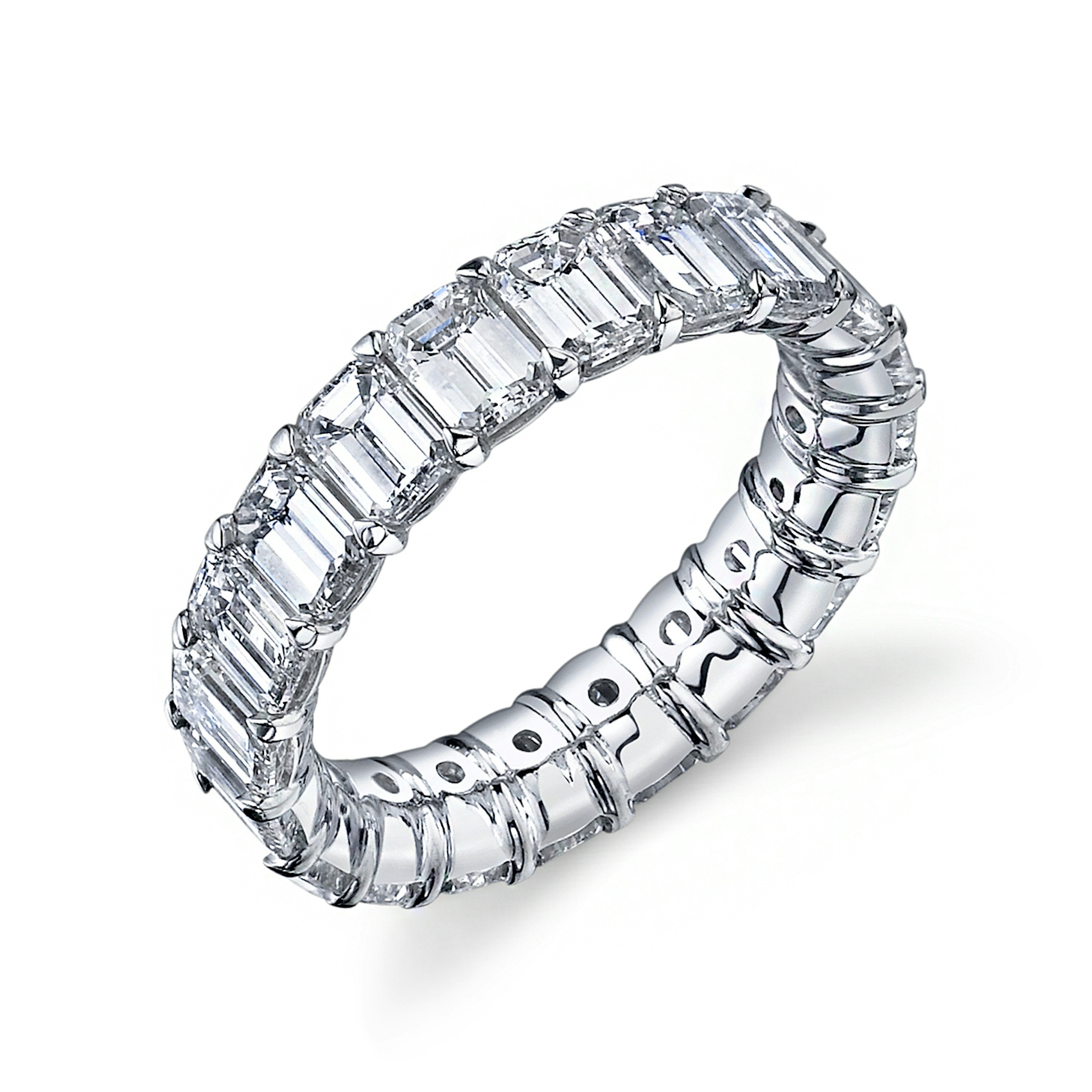 Vertical Platinum Emerald Diamond and Cushion Blue Sapphire Bracelet