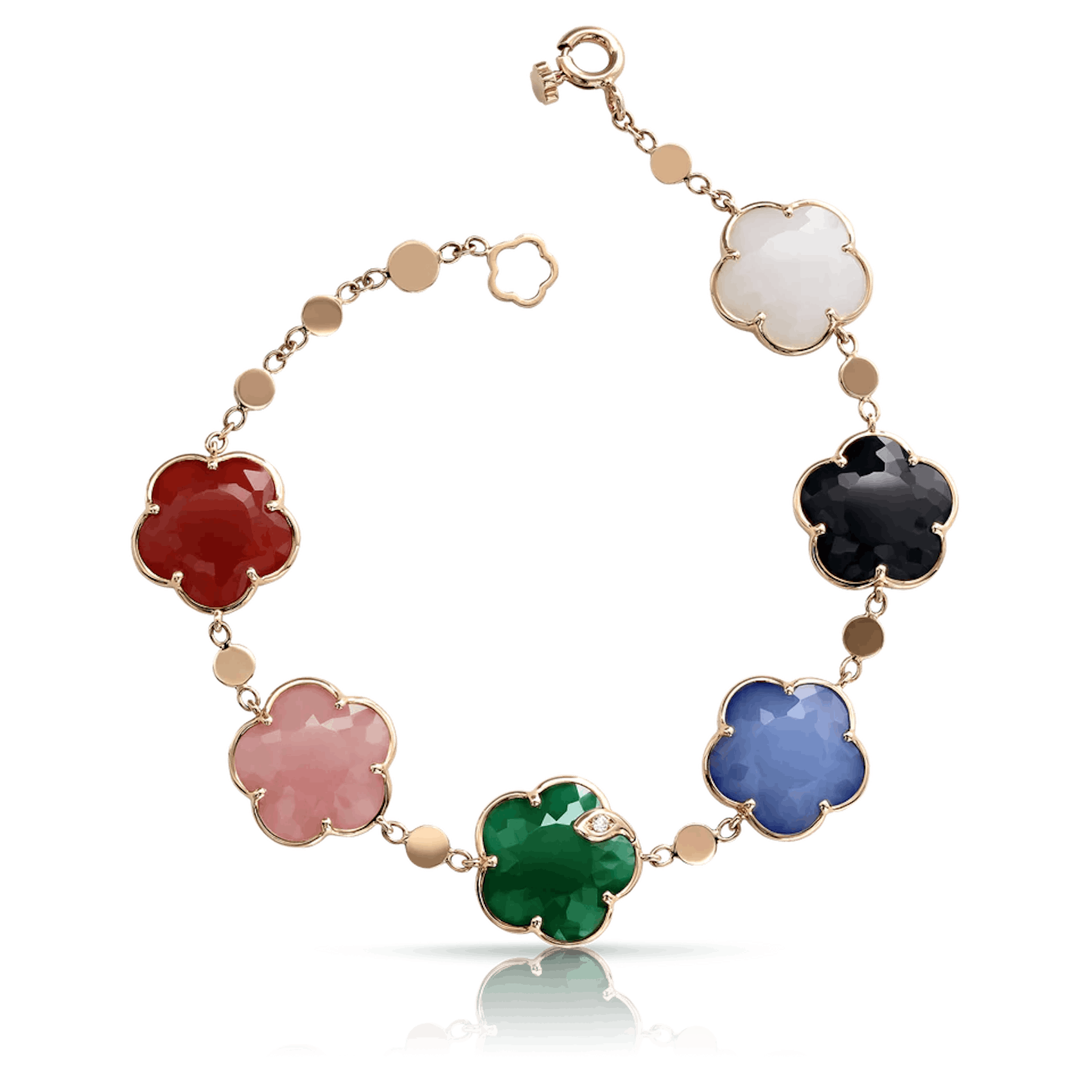Vertical 18K Rose Gold Petit Joli Mixed Gemstone and Diamond Bracelet
