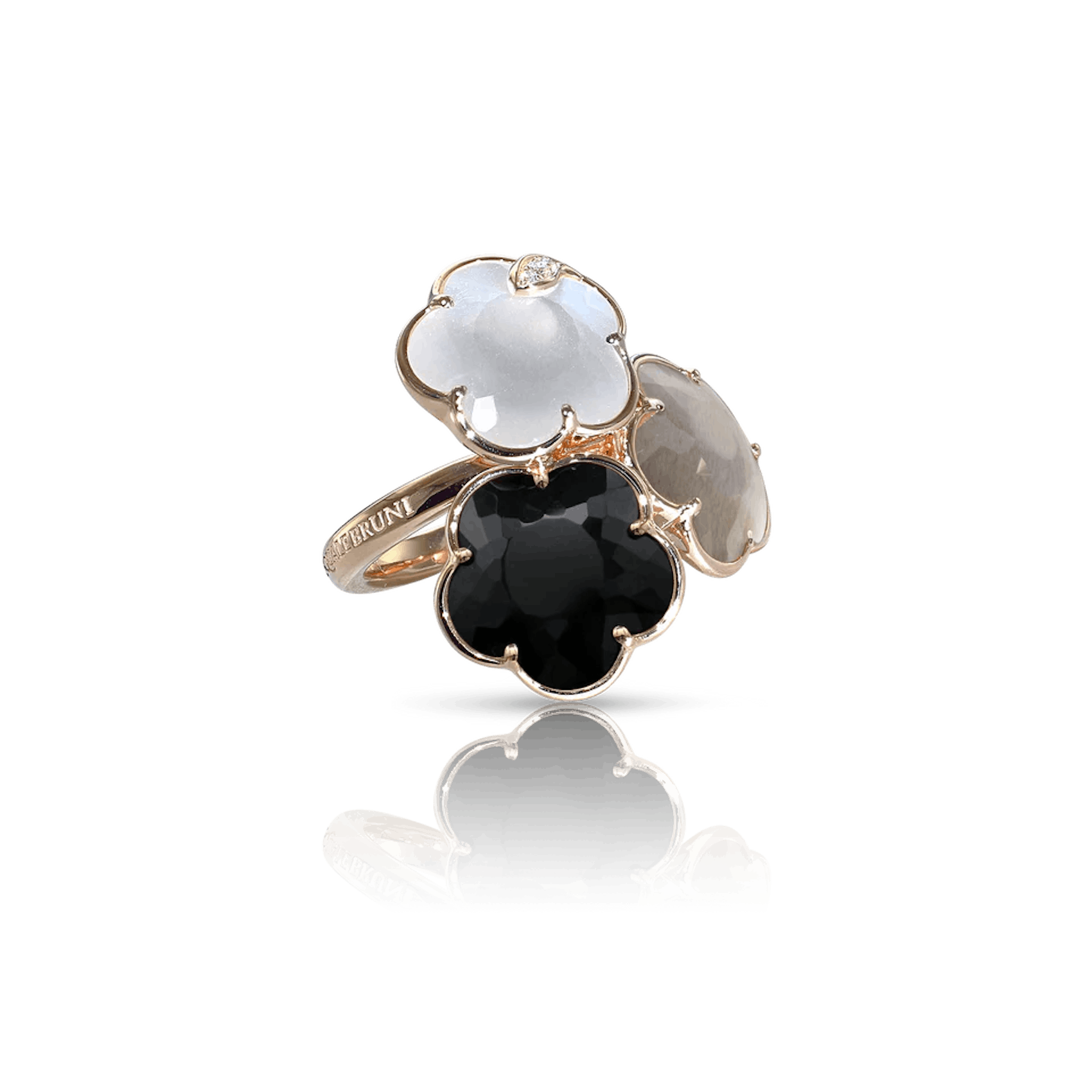 Vertical 18K Rose Gold Petit Joli Mixed Gemstone and Diamond Ring