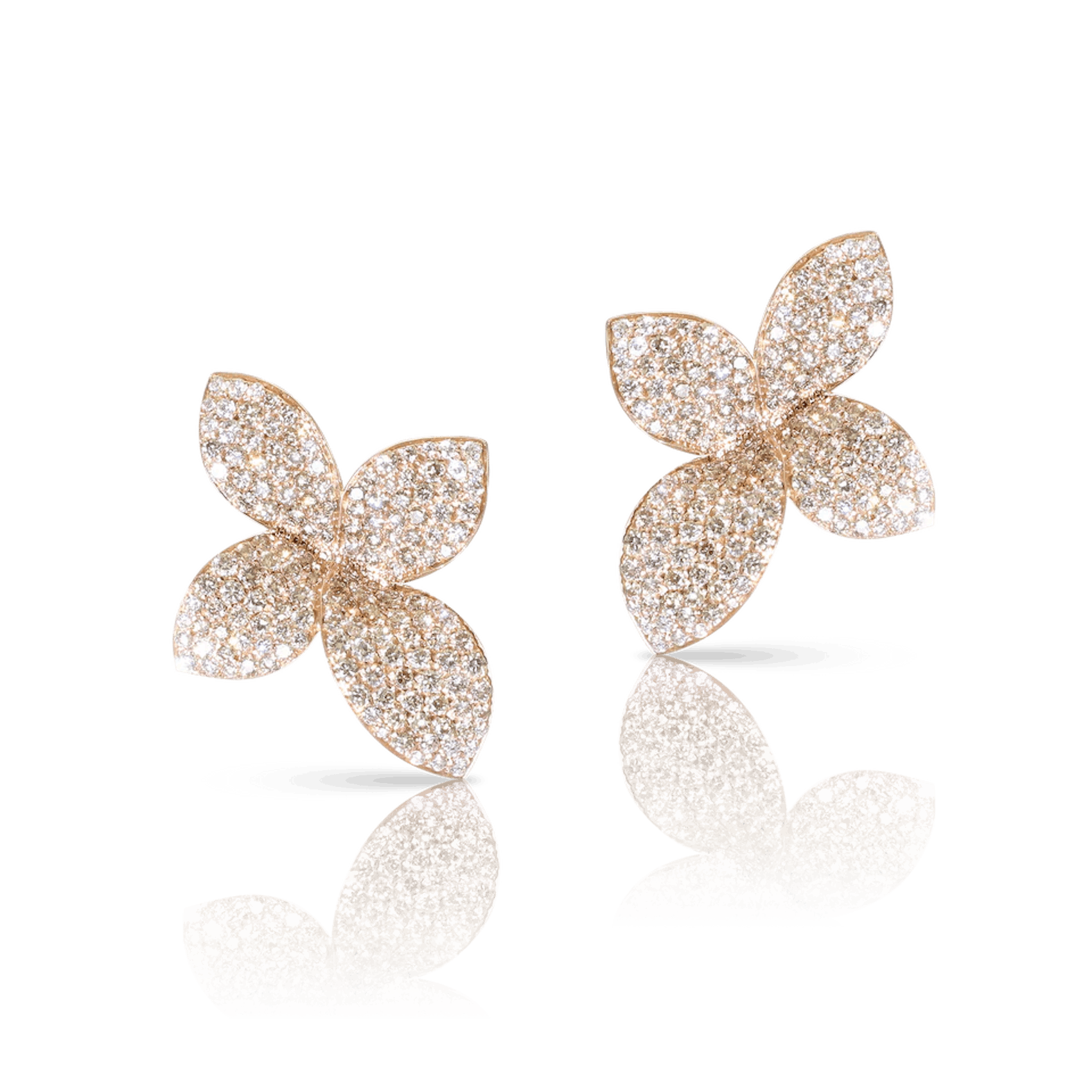 Vertical 18K Rose Gold Giardini Segreti White and Champagne Diamond Earrings