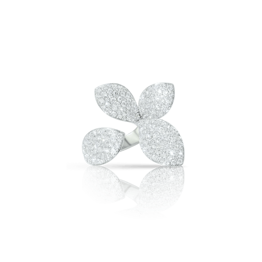 Vertical 18K White Gold Giardini Segreti Diamond Pinky Ring