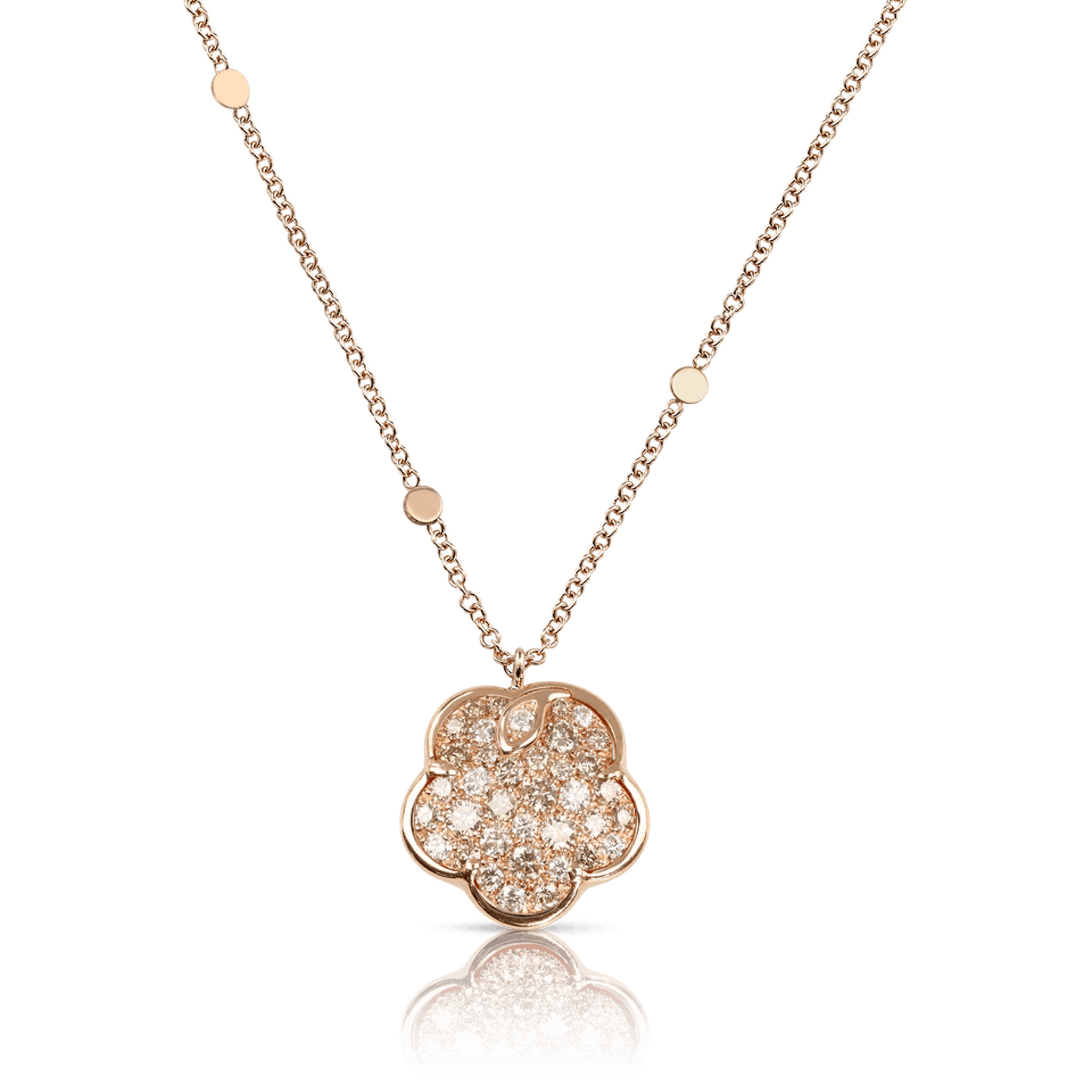 Vertical 18K Rose Gold Petit Joli Mixed Gemstone with White and Champagne Diamond Necklace