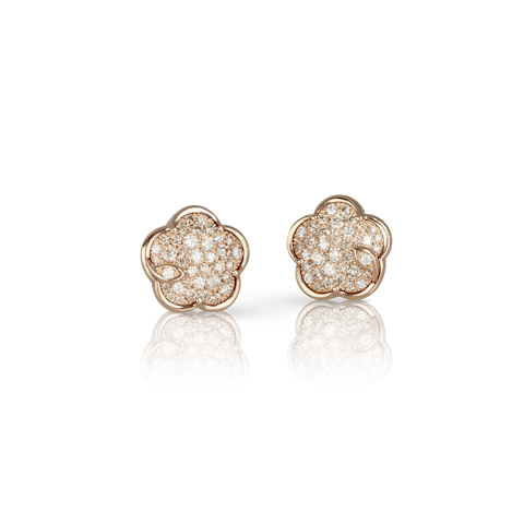 Vertical 18K Rose Gold Petit Joli Carnelian with White and Champagne Diamonds Earrings