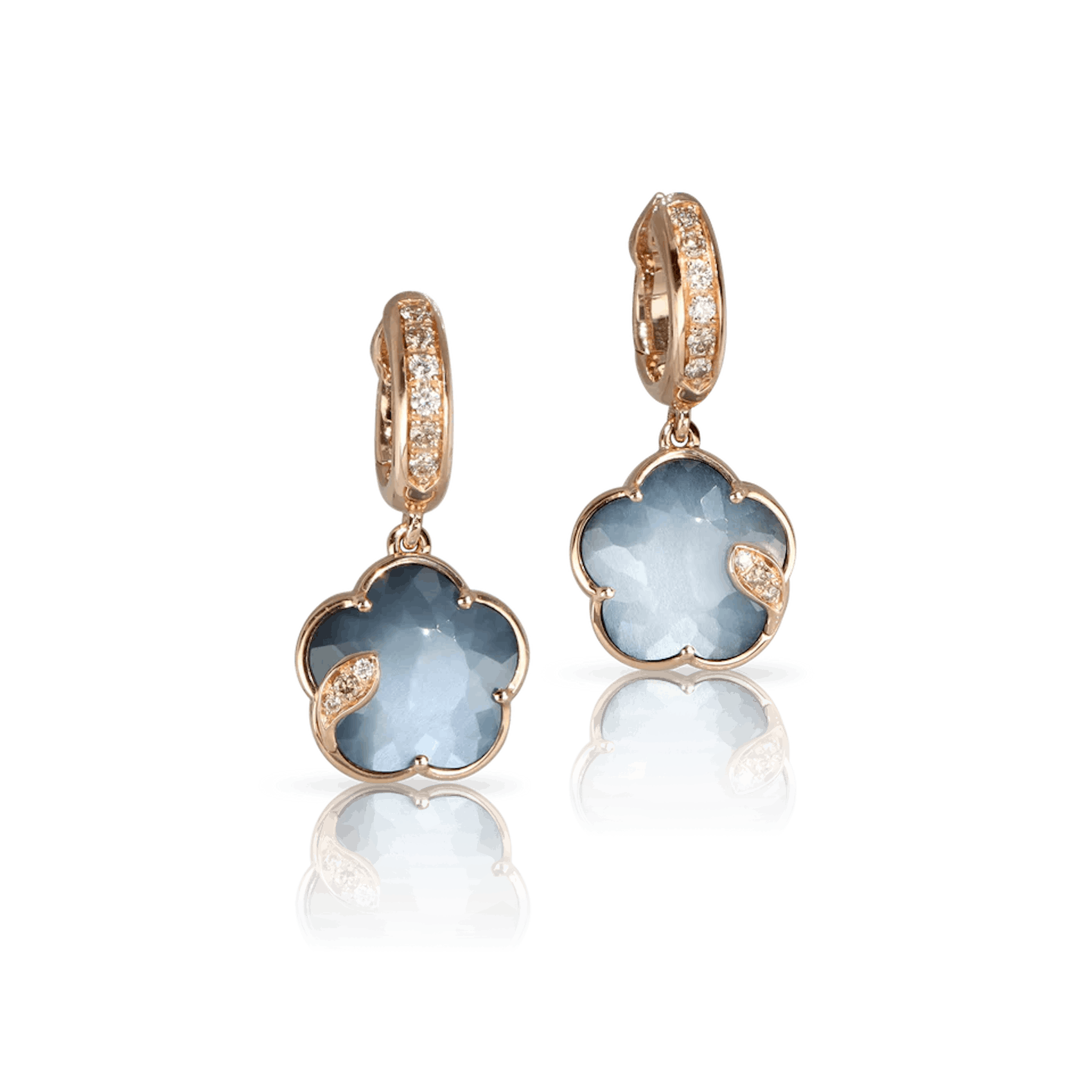 Vertical 18K Rose Gold Petit Joli Mixed Gemstone with White and Champagne Diamond Earrings