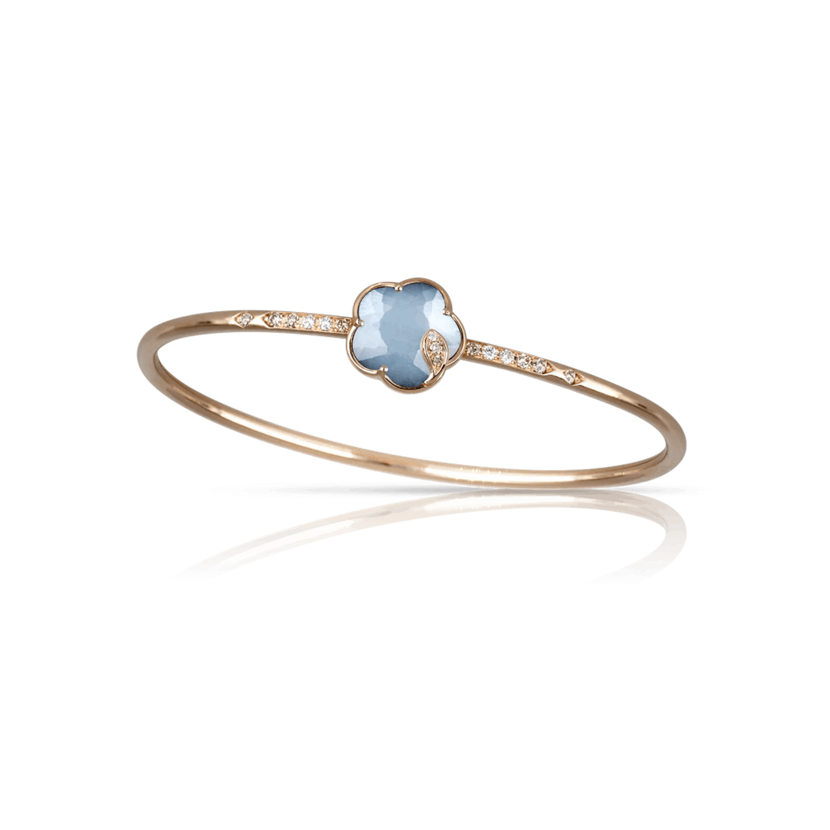 Vertical 18K Rose Gold Petit Joli Mixed Gemstone with White and Champagne Diamond Bracelet