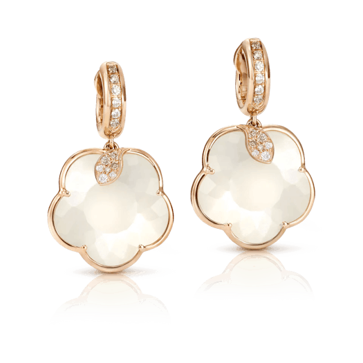 Vertical 18K Rose Gold Ton Joli Mixed Gemstone with White and Champagne Diamond Earrings