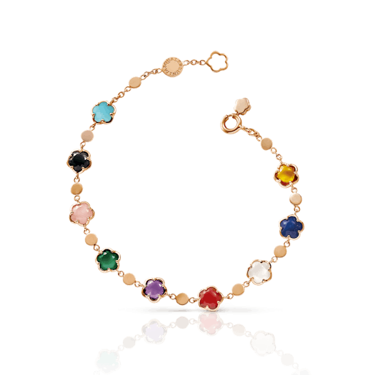 Vertical 18K Rose Gold Figla Dei Fiori Mixed Gemstone and Diamond Bracelet
