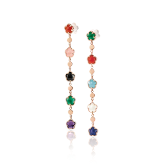 Vertical 18K Rose Gold Figla Dei Fiori Mixed Gemstone and Diamond Earrings