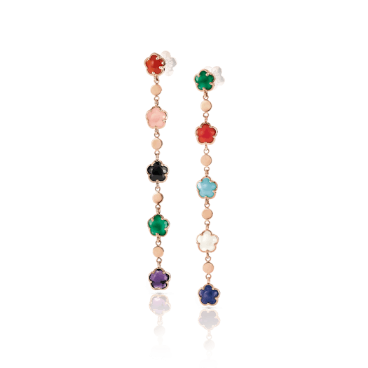Vertical 18K Rose Gold Figla Dei Fiori Mixed Gemstone and Diamond Earrings