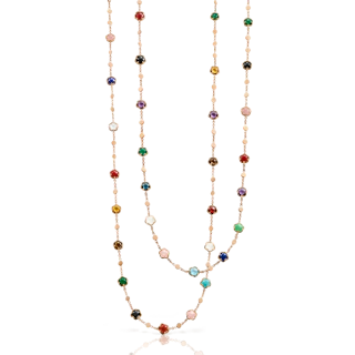 Vertical 18K Rose Gold Figla Dei Fiori Mixed Gemstone and Diamond Necklace