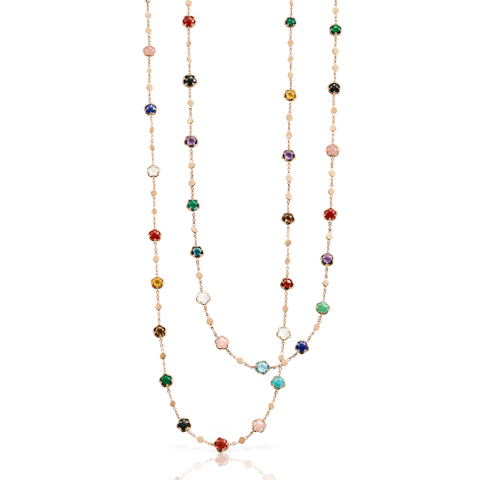 Vertical 18K Rose Gold Figla Dei Fiori Mixed Gemstone and Diamond Necklace