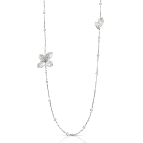 Vertical 18K White Gold Giardini Segreti Diamond Opera Necklace