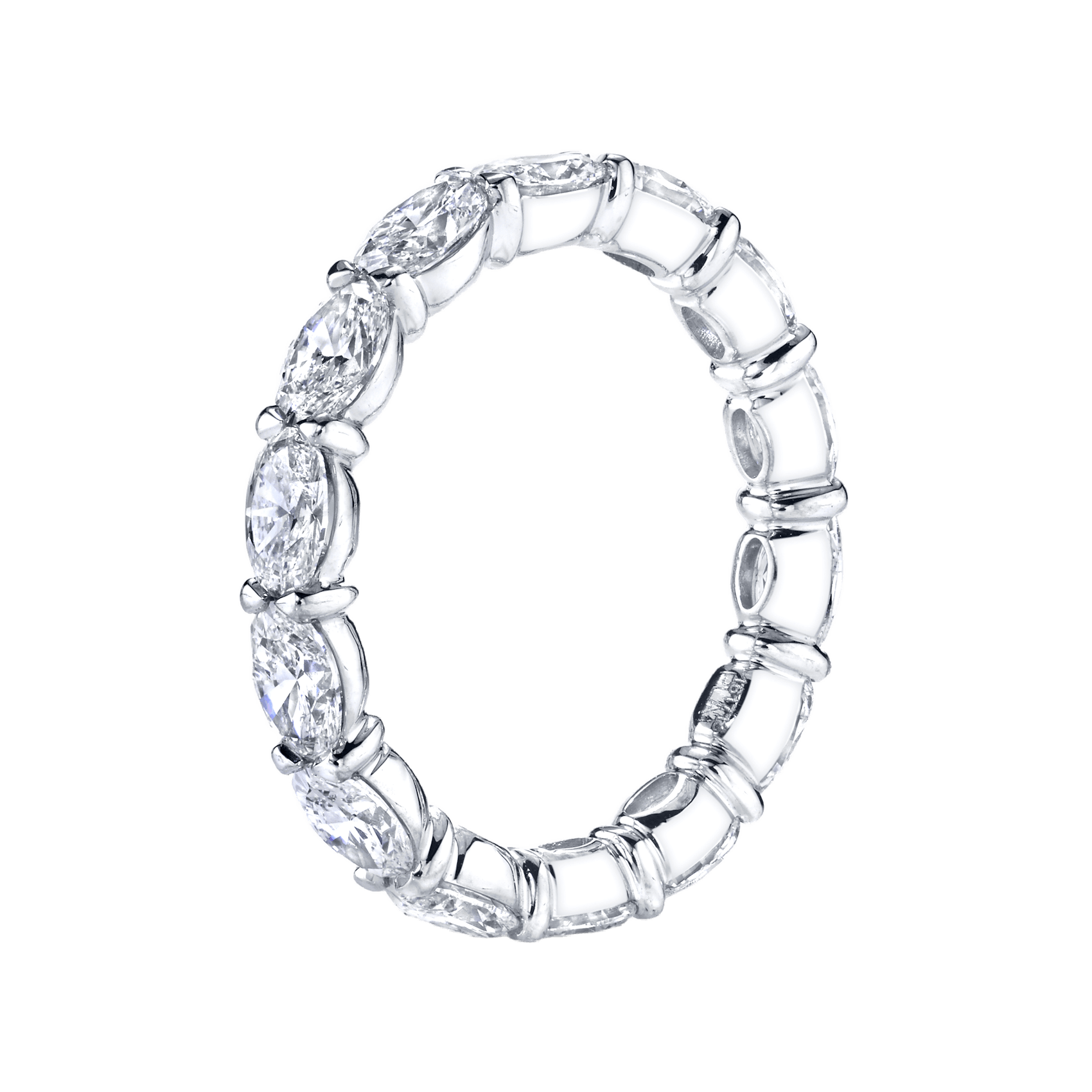 Vertical Platinum East-West Oval Diamond Eternity Band
