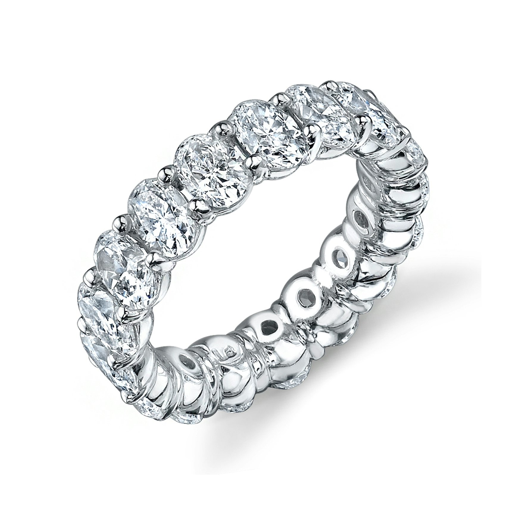 Vertical Platinum Oval Diamond Eternity Band