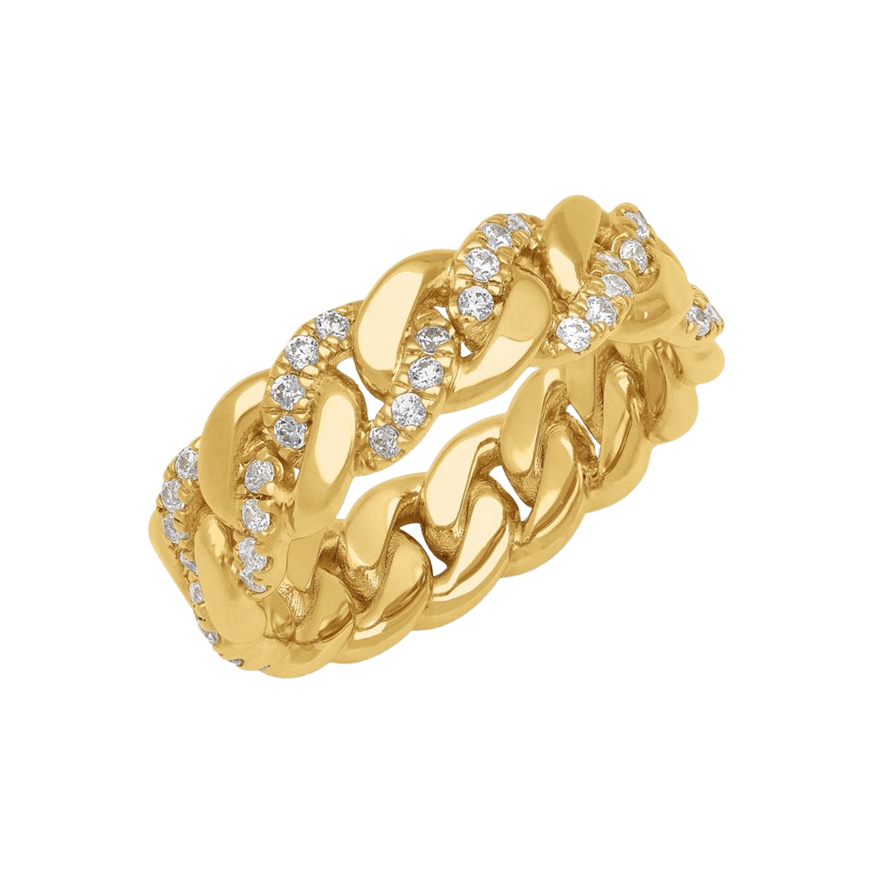 Vertical 14K Yellow Gold Diamond Cuban Link Band