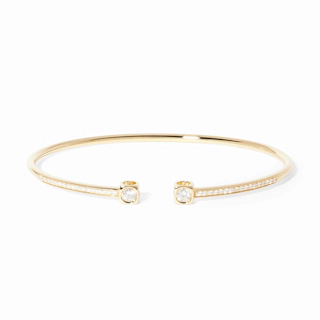 Vertical 18K Yellow Gold Le Cube Diamant Diamond Cuff