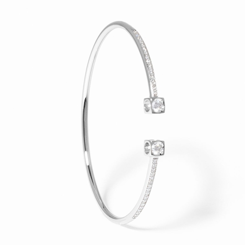 Vertical 18K White Gold Le Cube Diamant Diamond Cuff