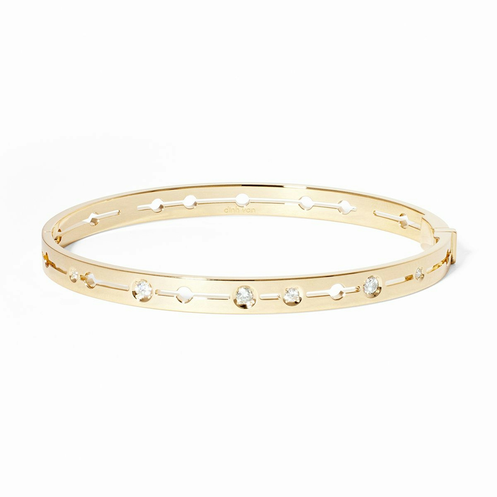Vertical 18K Yellow Gold Pulse Diamond Medium Bangle