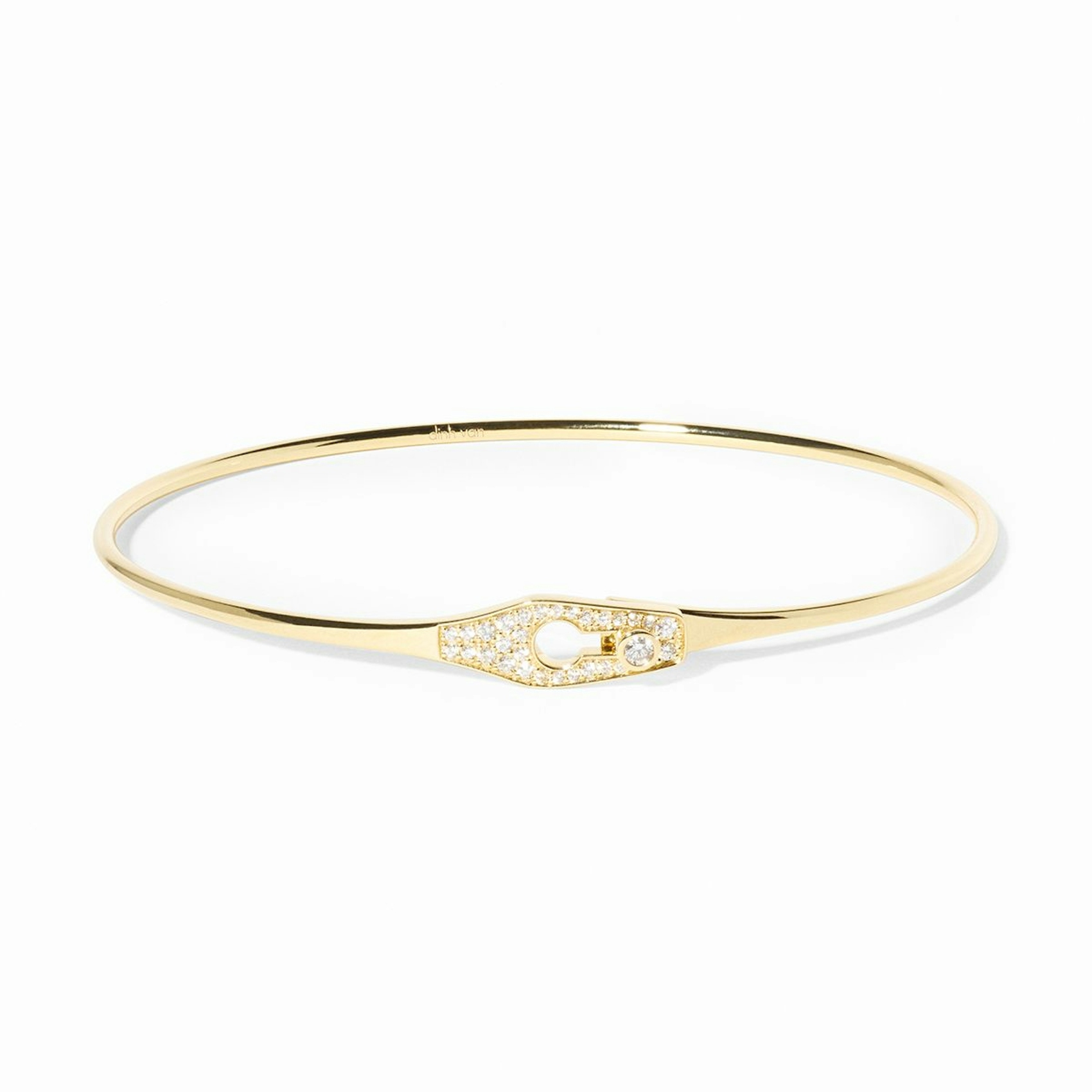 Vertical 18K Yellow Gold Serrure Jonc Diamond Bangle