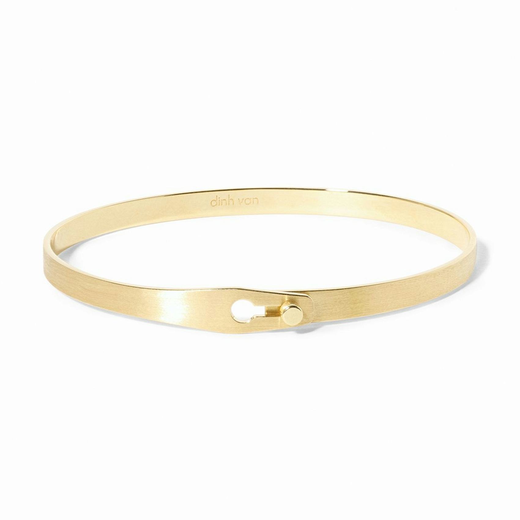 Vertical 18K Yellow Gold Serrure Jonc Large Brushed Bangle