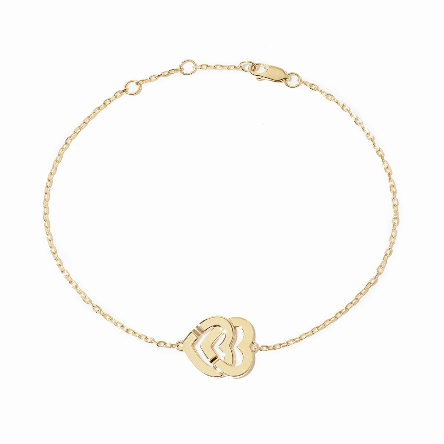 Vertical 18K Yellow Gold Double Coeurs R10 Chain Bracelet