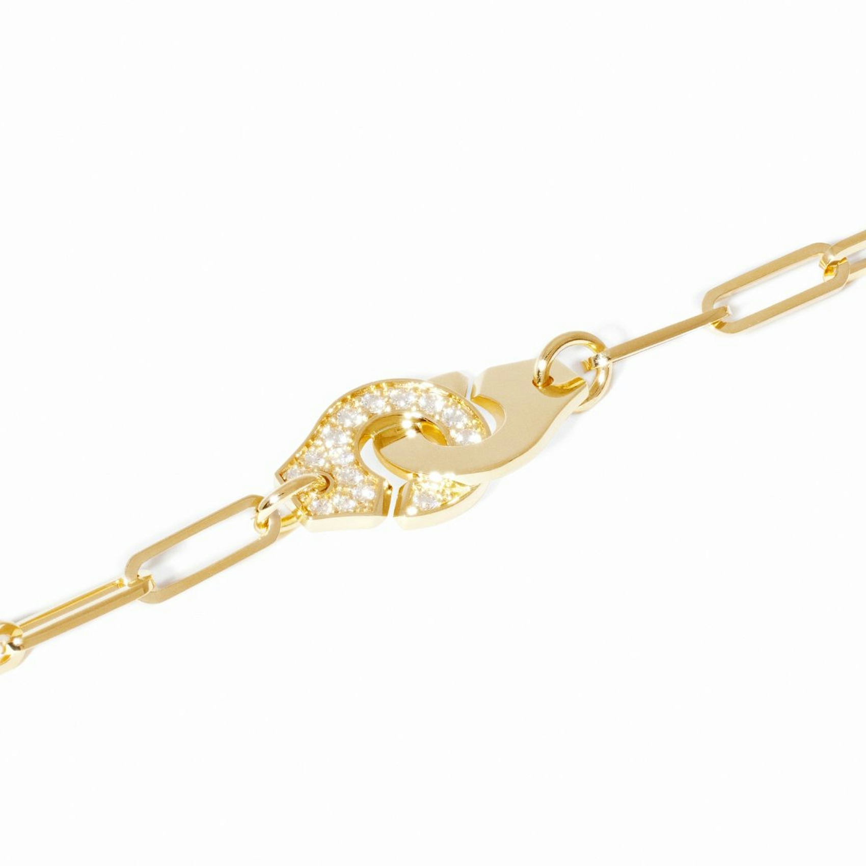 Vertical 18K Yellow Gold R12 Half Diamond Chain Bracelet