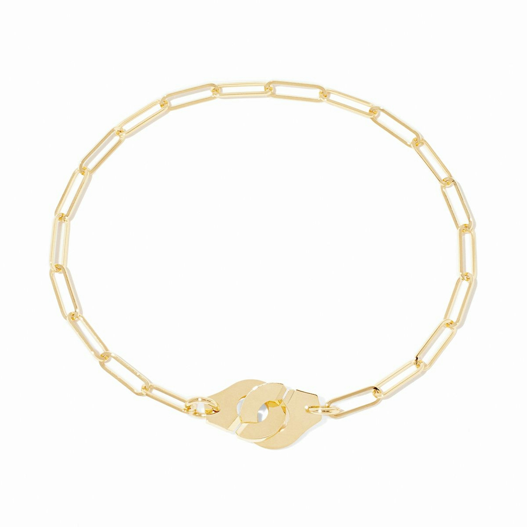 Vertical 18K Yellow Gold Menottes R10 Half Diamond Chain Bracelet