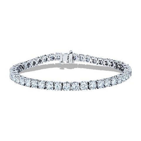 Vertical 18K White Gold Round Diamond Line Bracelet