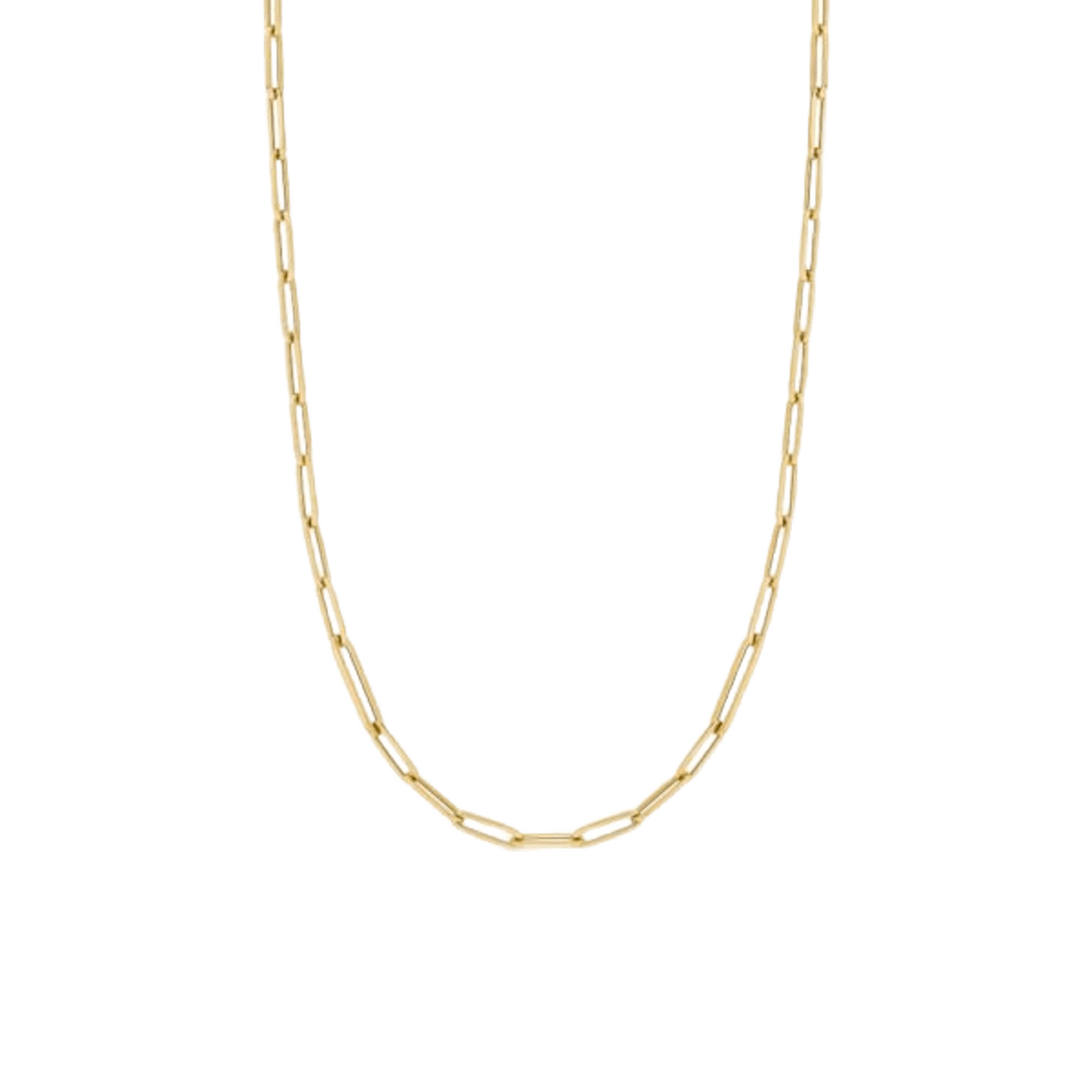 Vertical 18K Yellow Gold Designer Gold Alternating Size Paperclip Link Necklace