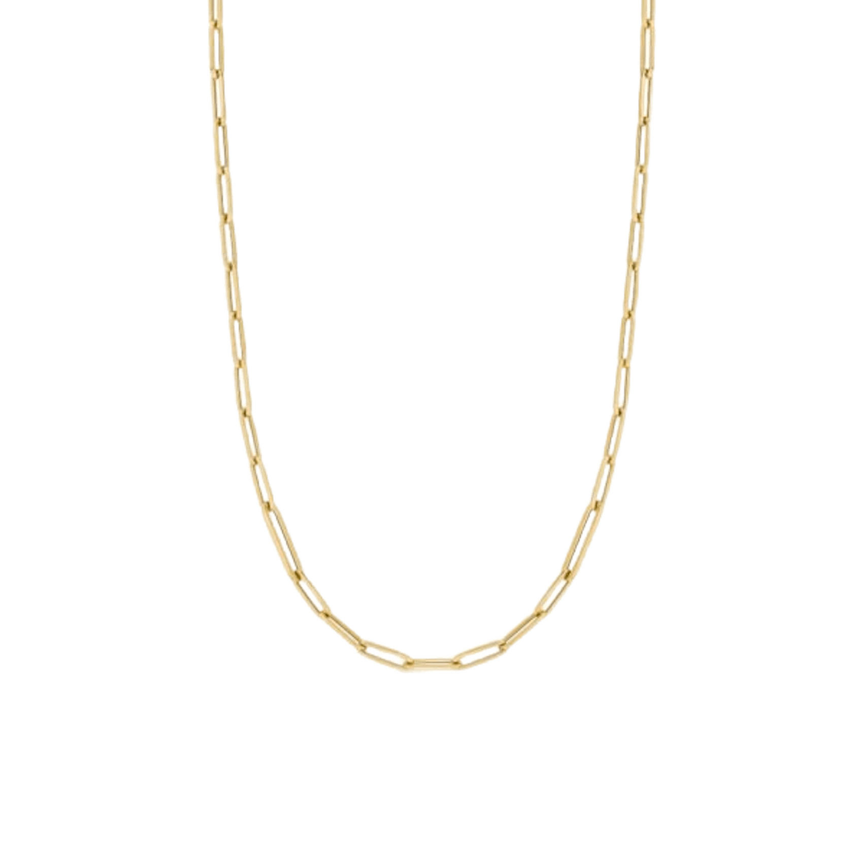 Vertical 18K Yellow Gold Designer Gold Alternating Paperclip Link Necklace