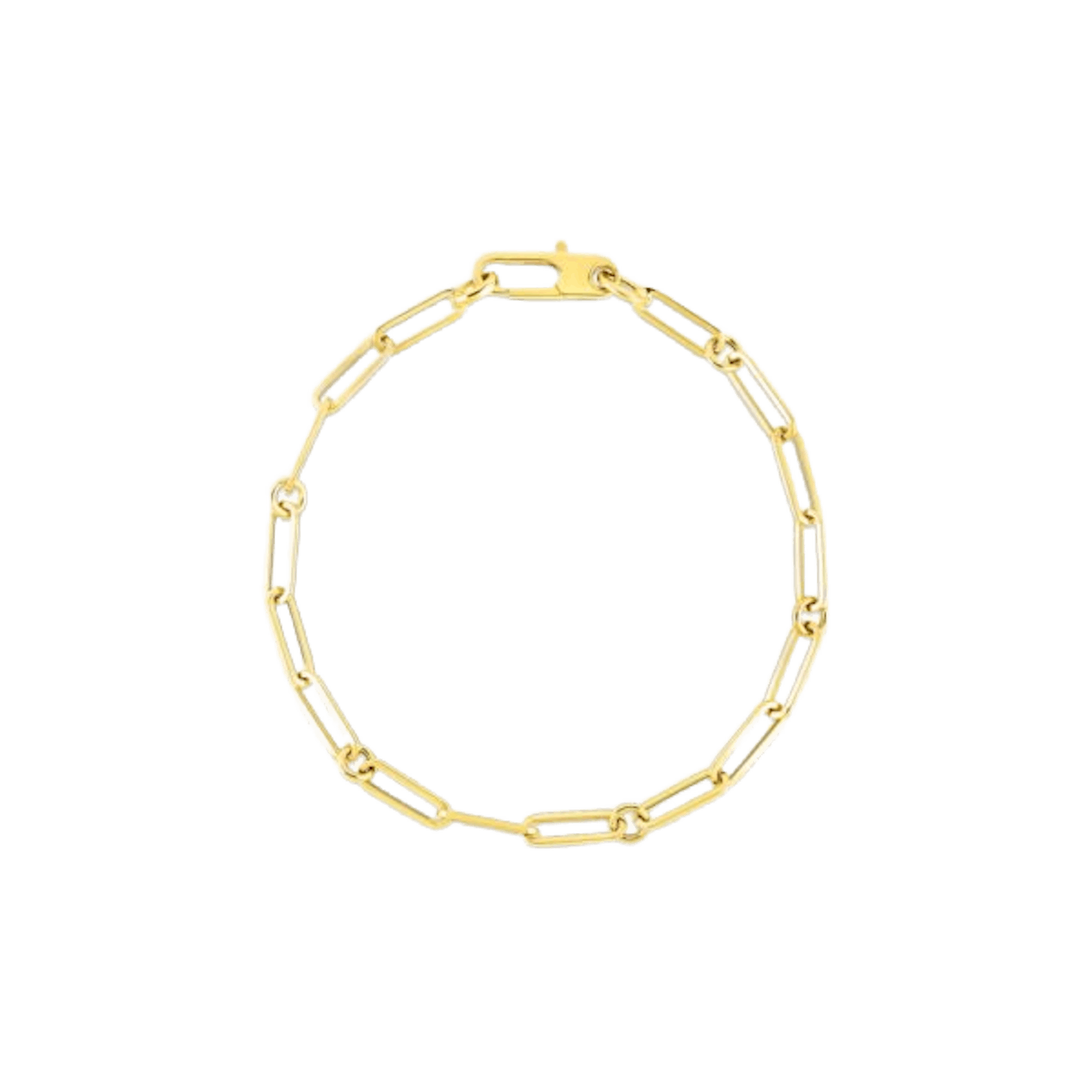 Vertical 18K Yellow Gold Designer Gold Paperclip and Round Link Bracelet