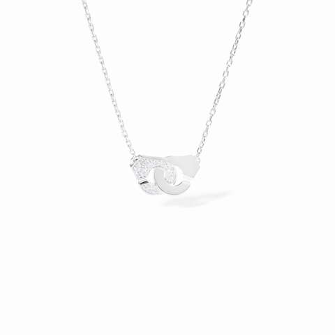 Vertical 18K White Gold Menottes R8 Diamond Necklace
