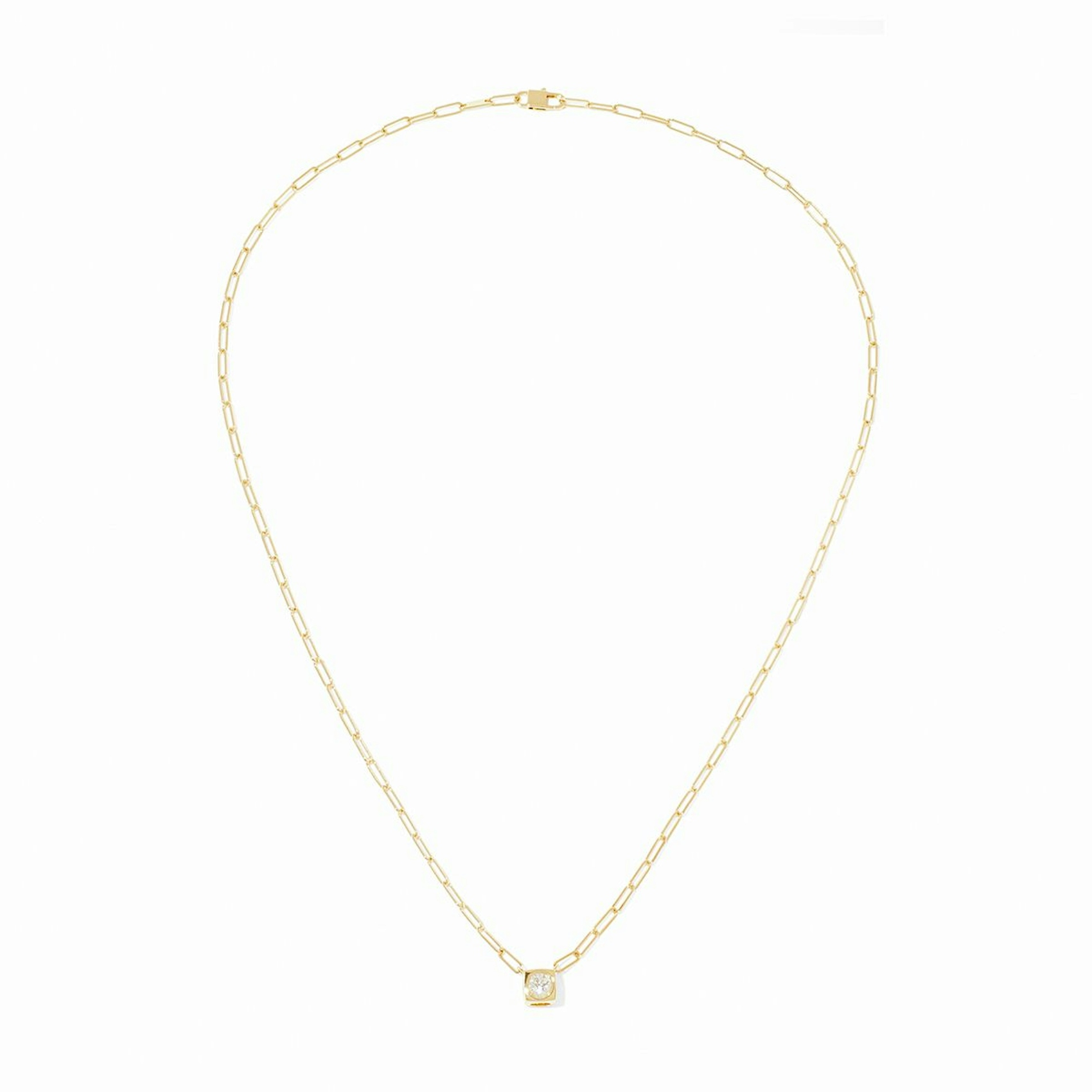 Vertical 18K Yellow Gold Le Cube Diamond Necklace