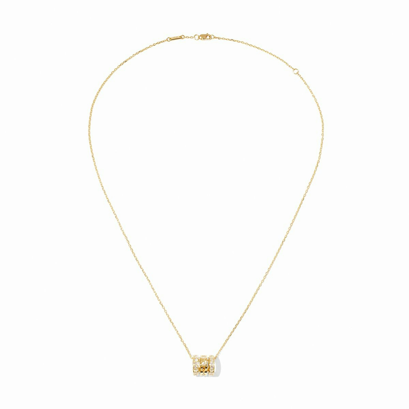 Vertical 18K Yellow Gold Pulse Diamond Three Row Necklace