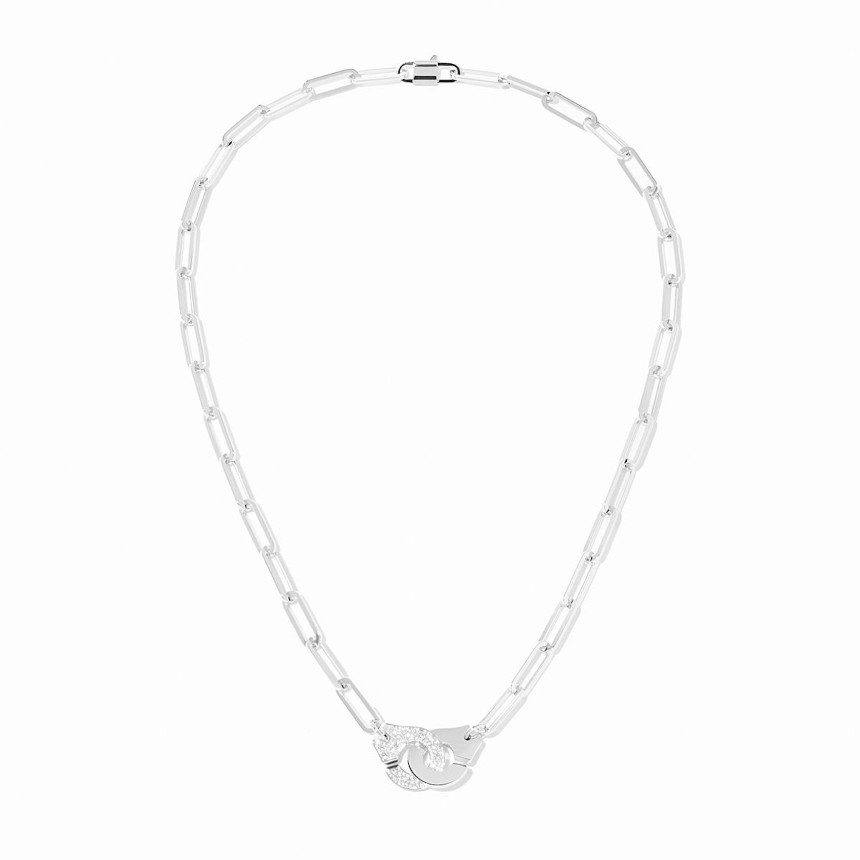 Vertical 18K White Gold Menottes Diamond R13.5 Necklace