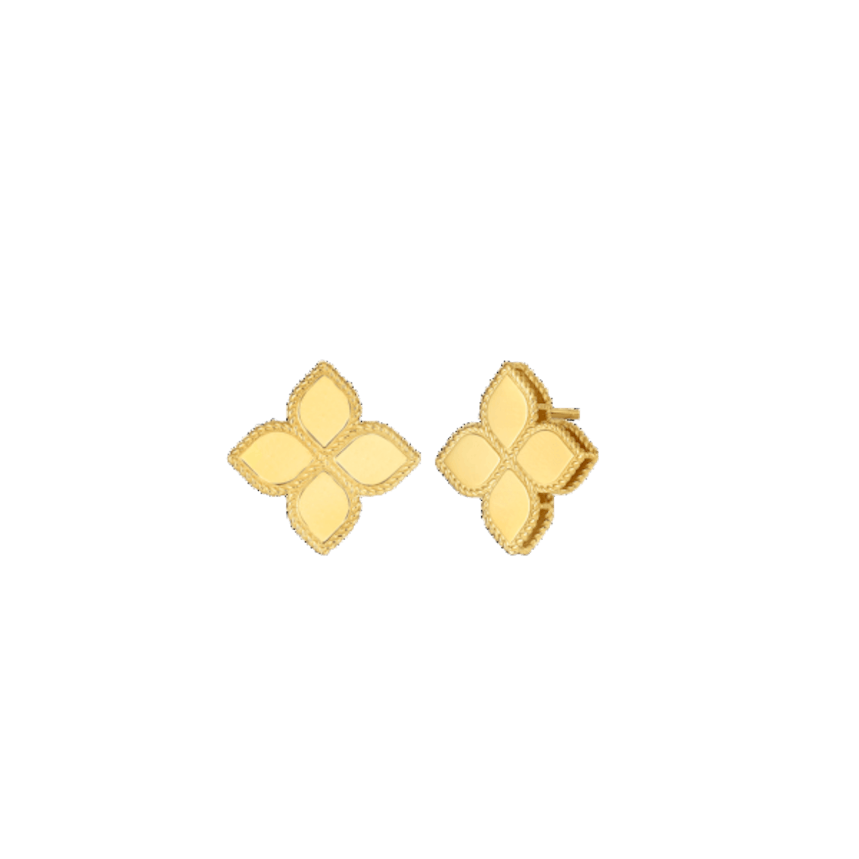 Vertical 18K Yellow Gold Princess Flower Large Studs