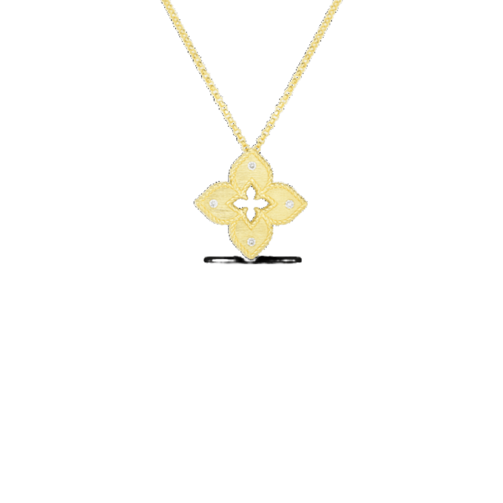 Vertical 18K Yellow Gold Venetian Princess Diamond Medium Flower Necklace