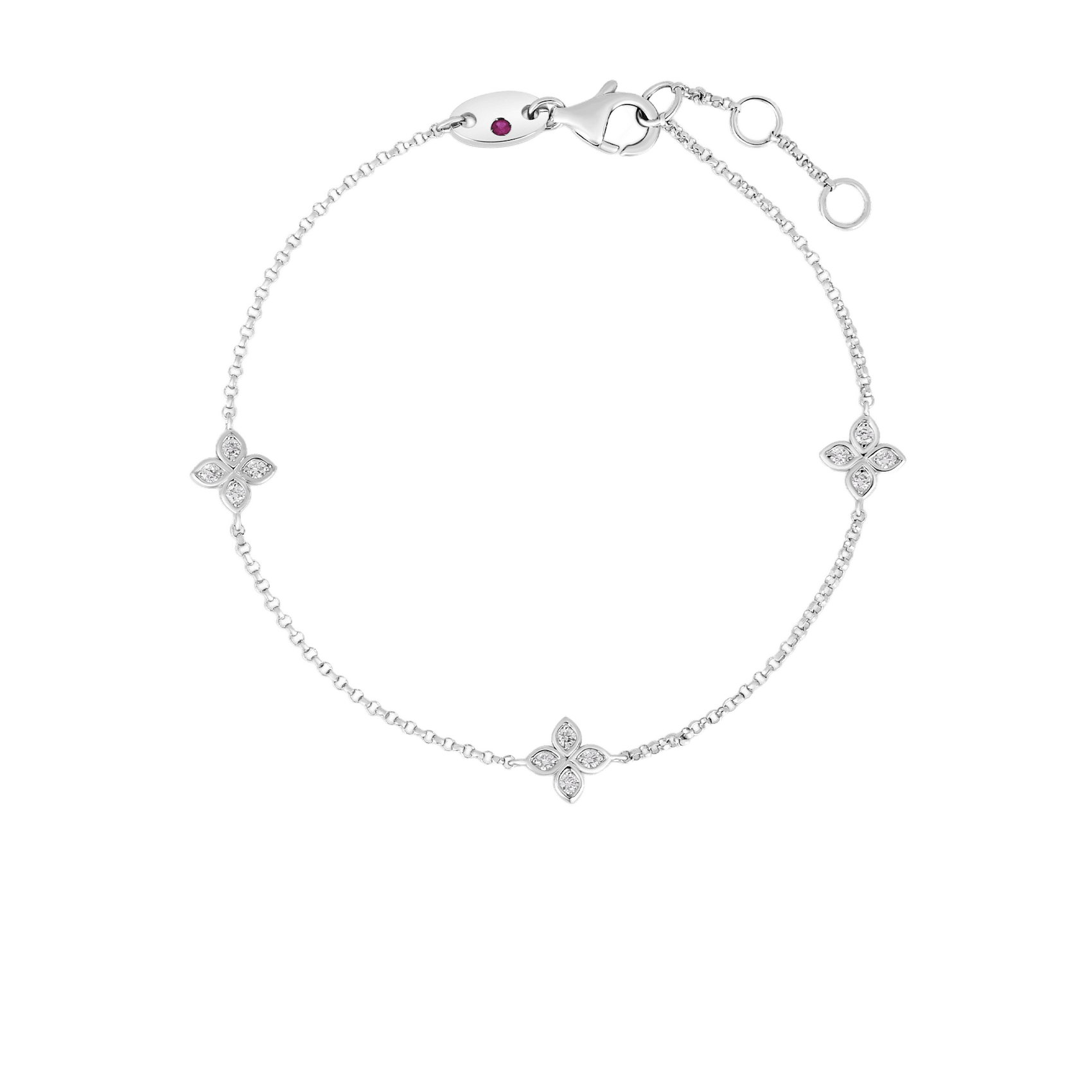 Vertical 18K White Gold Love By The Inch Diamond 3 Station Bracelet